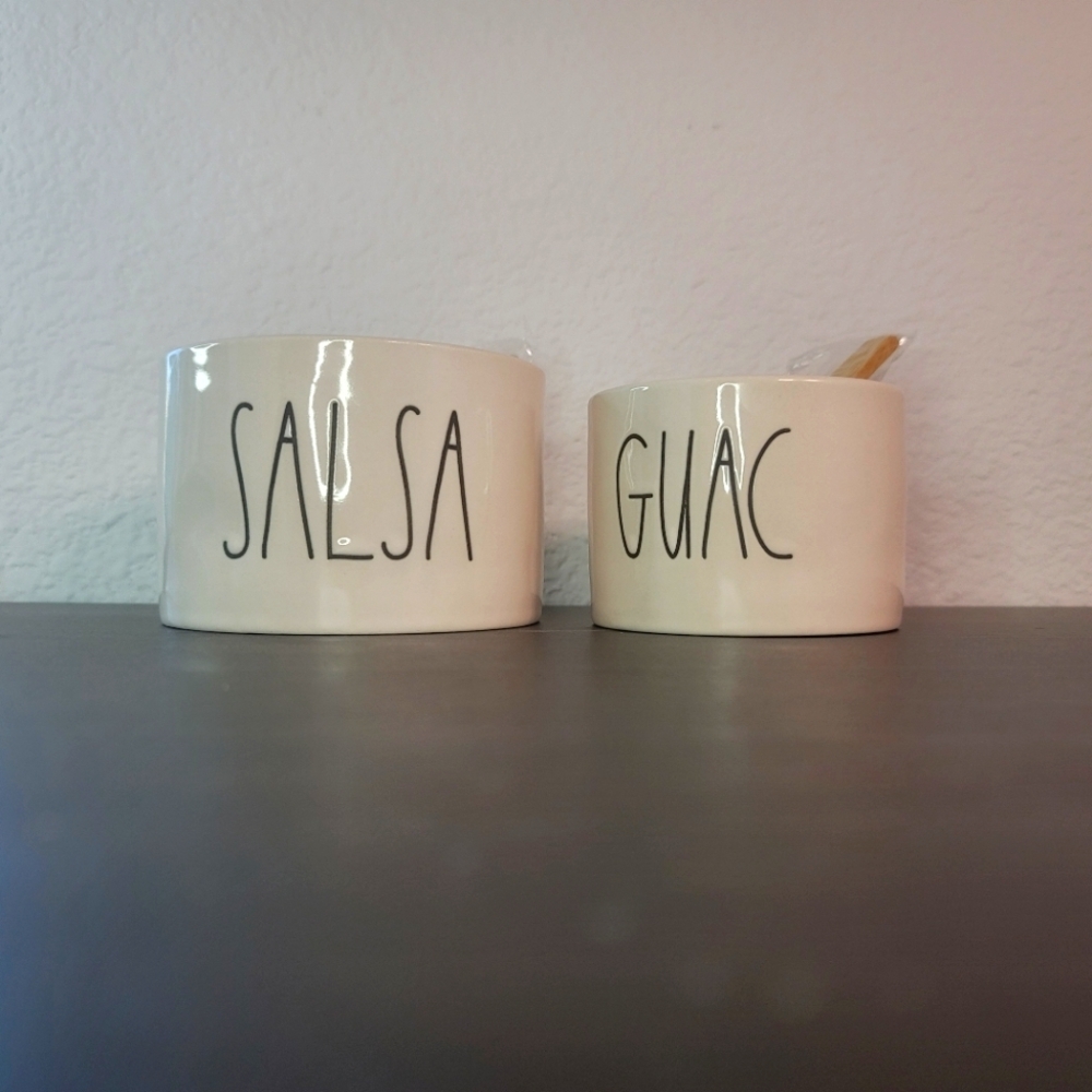Rae Dunn Cream Salsa and Guac Ceramic Bowls